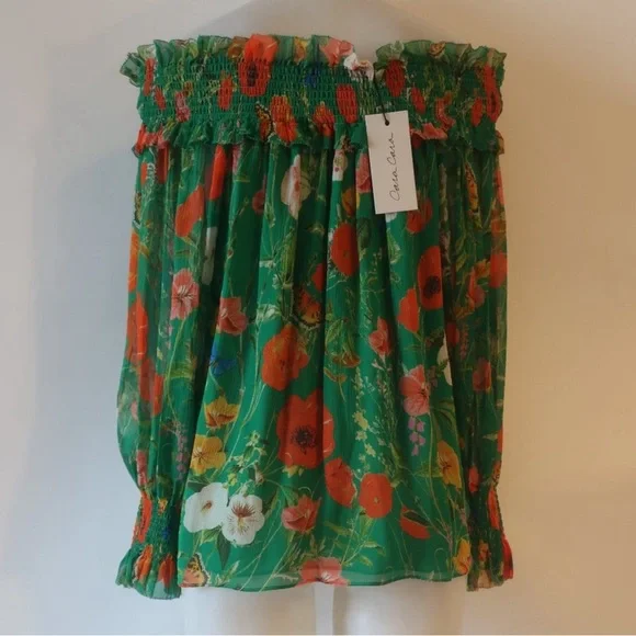 Women’s Cara Cara Patricia Garden Green Top Blouse Medium $425 NWT - Picture 8 of 9